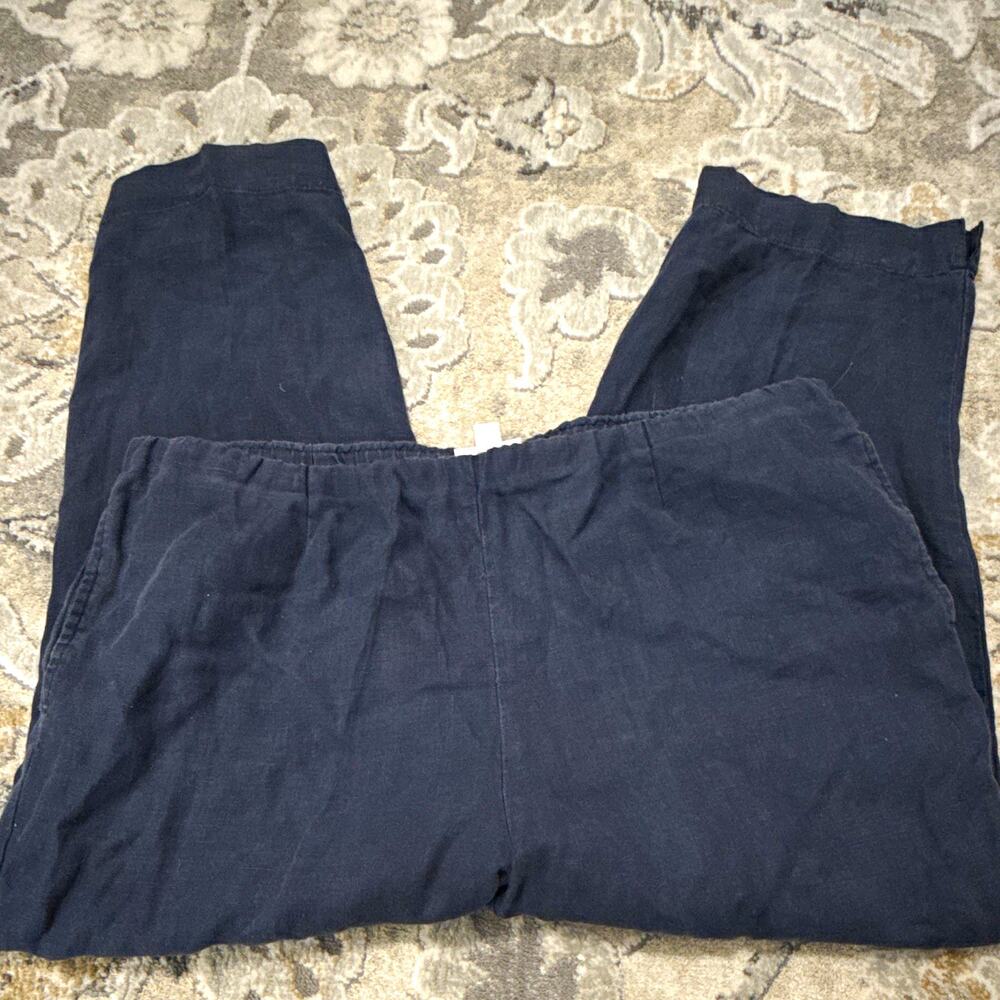 J. Jill Women’s Love Linen Black Solid Linen Pants Size M Regular Made in India